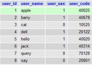 MySQL 欄位示意圖